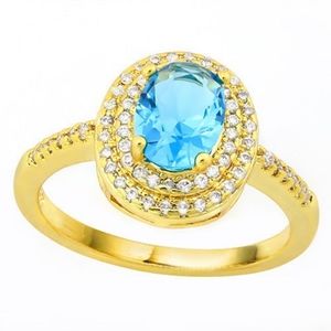 18k 💫GP 2.05 ctw Blue Topaz/White Sapphire Ring